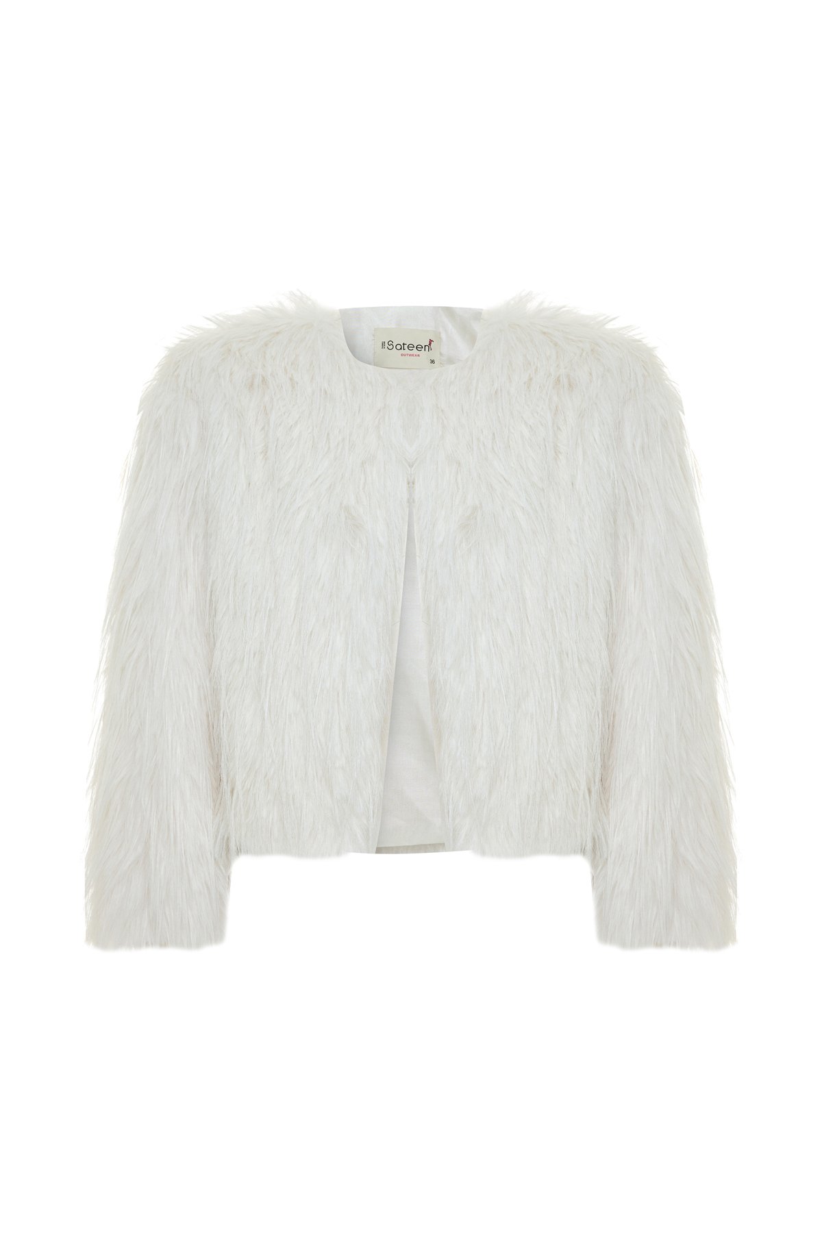 Bisiklet Yaka Suni Kürk - Ekru