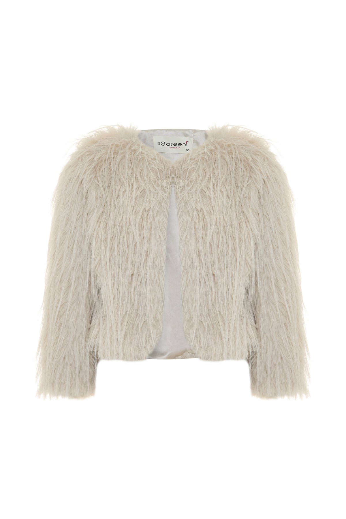 Bisiklet Yaka Suni Kürk - Taş