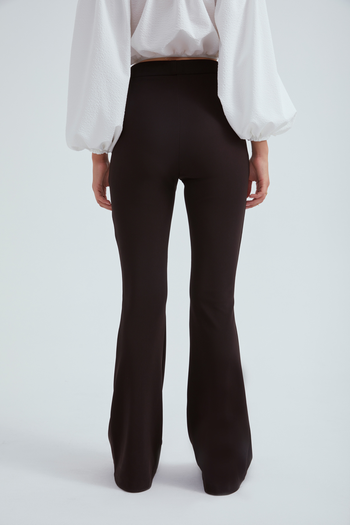 Biyeli ispanyol paça pantolon - SİYAH