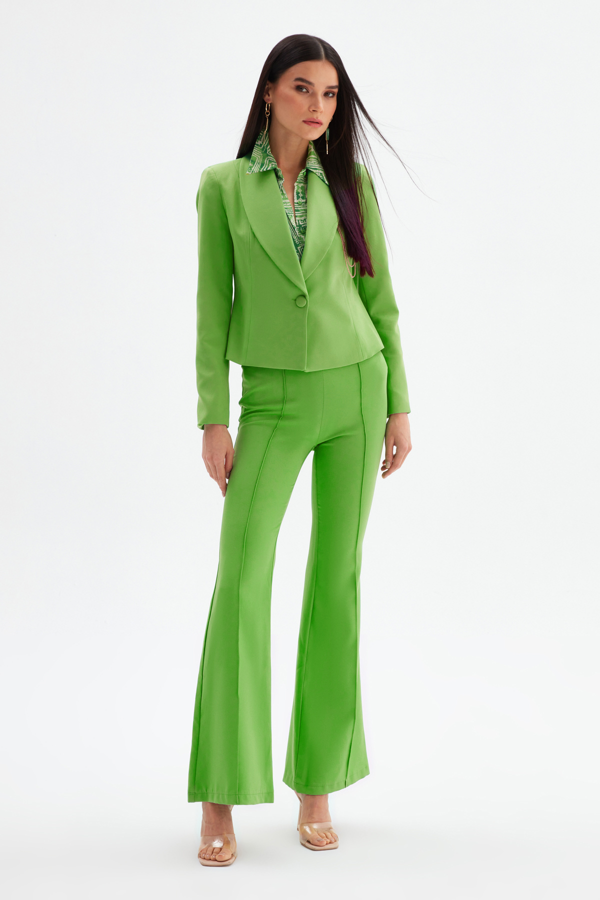 Broş Detaylı Kısa Ceket - AÇIK YEŞİL