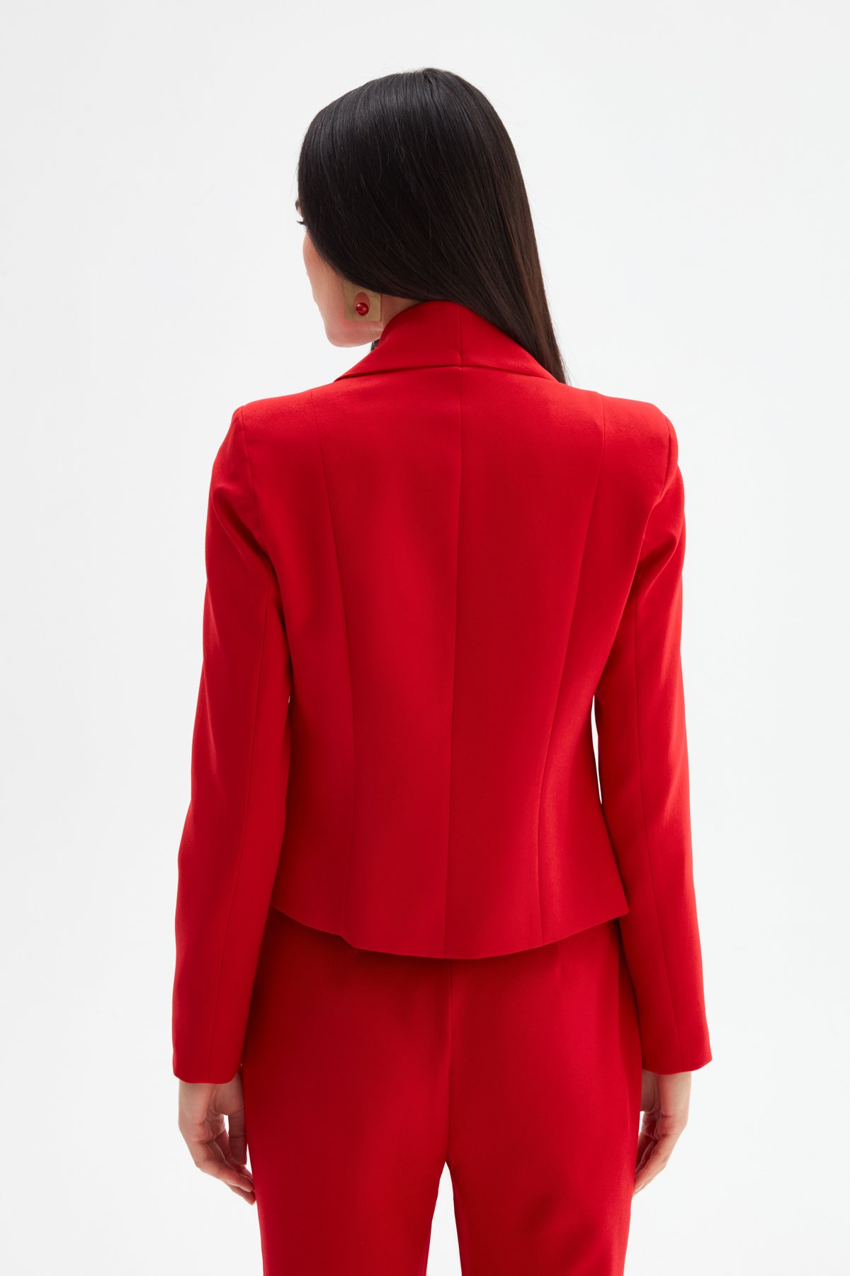 Broş Detaylı Kısa Ceket - KIRMIZI