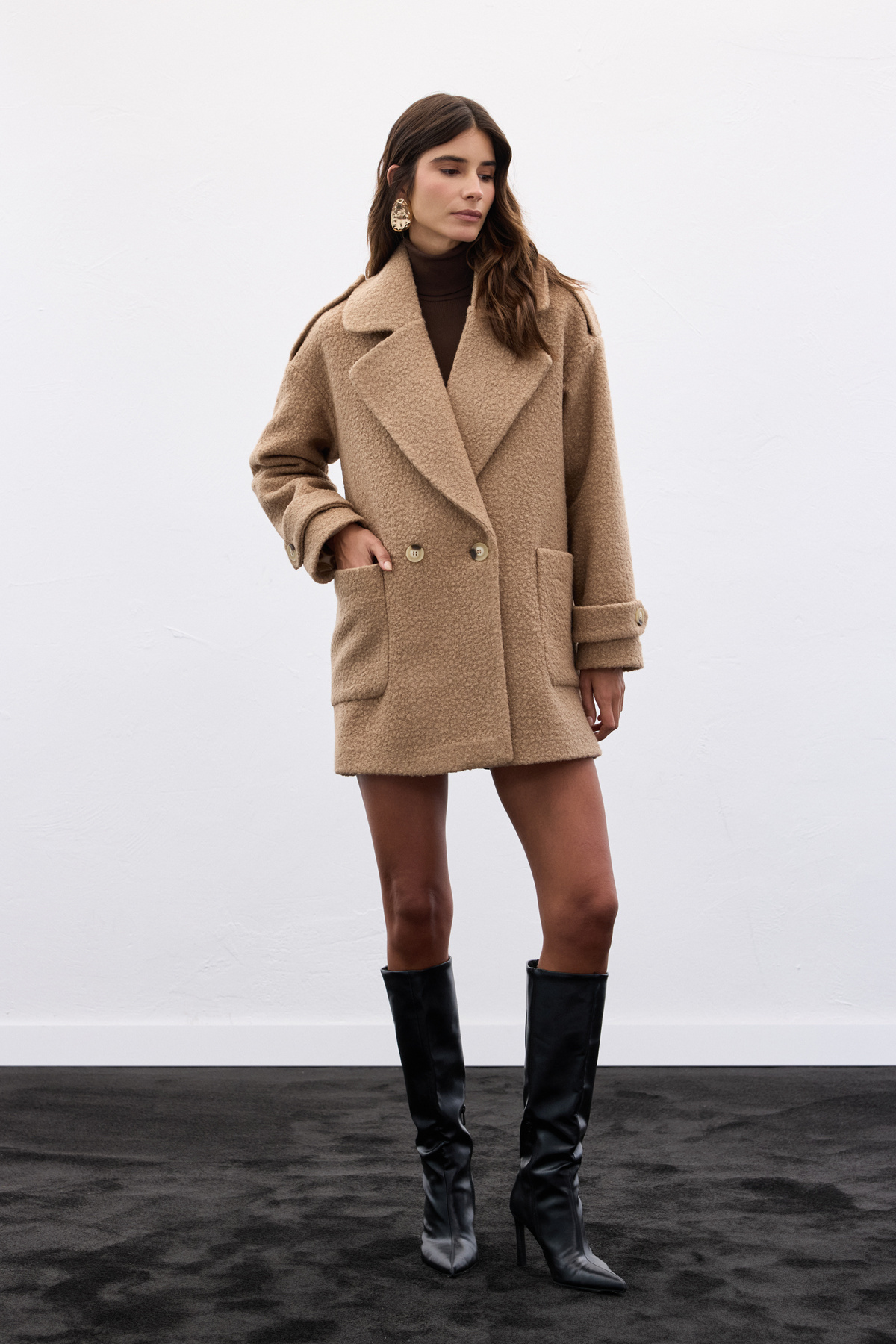 Buklet Kısa Kaban - Camel