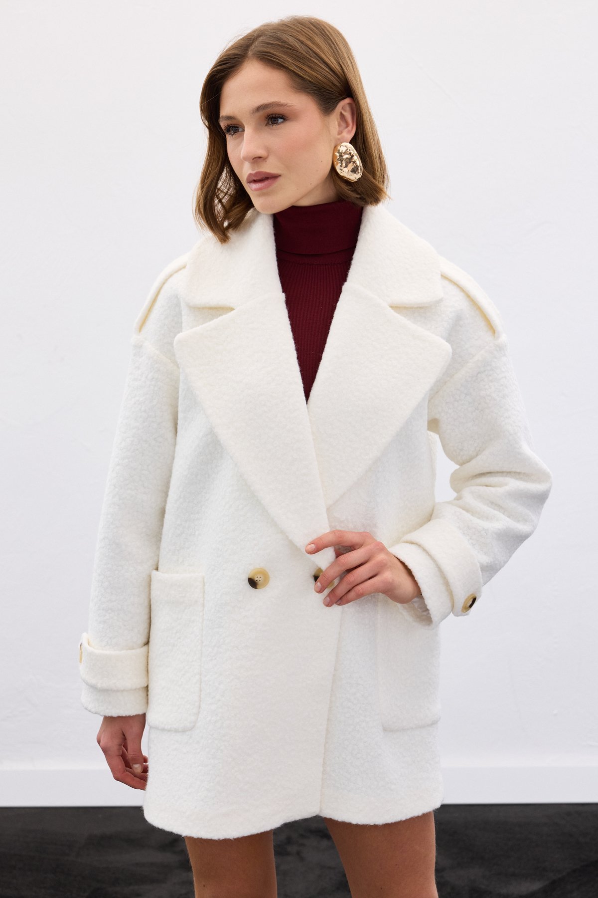 Buklet Kısa Kaban - Ekru