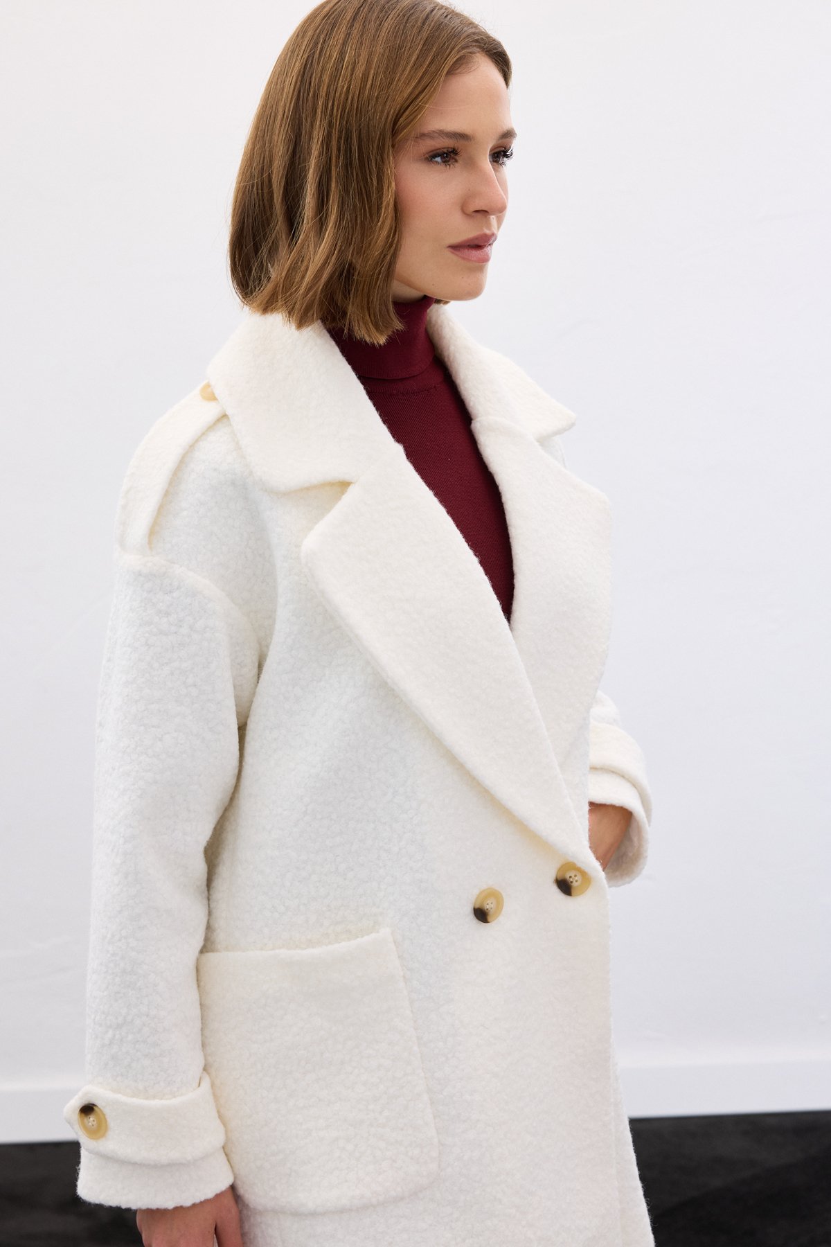 Buklet Kısa Kaban - Ekru