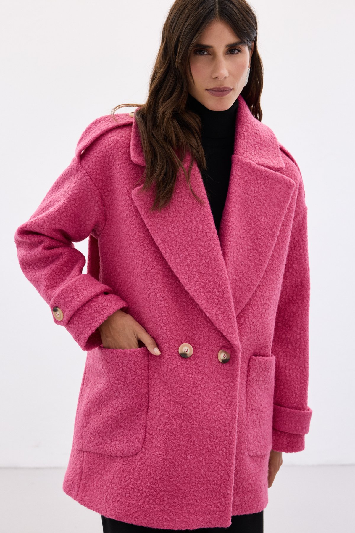 Buklet Kısa Kaban - Fuşya