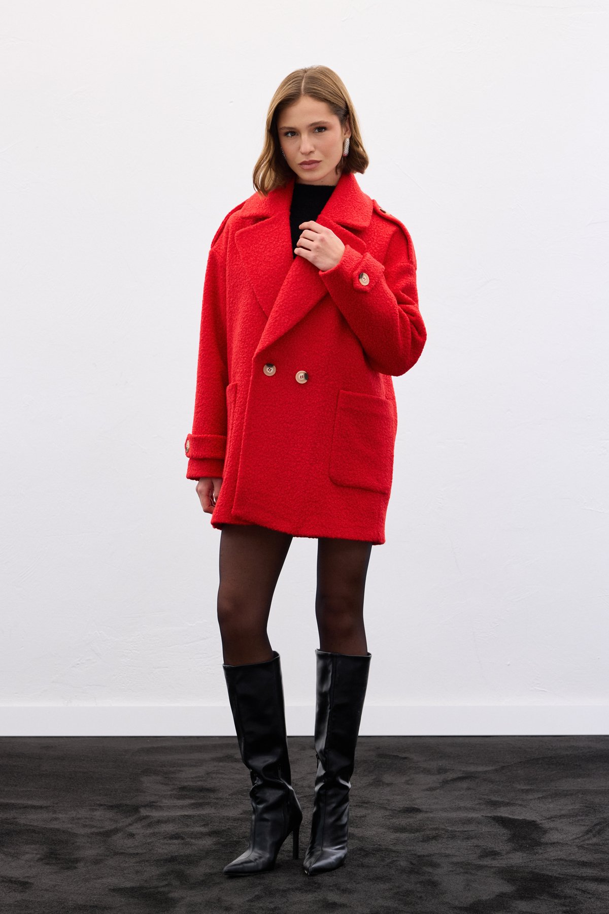 Buklet Kısa Kaban - Kırmızı