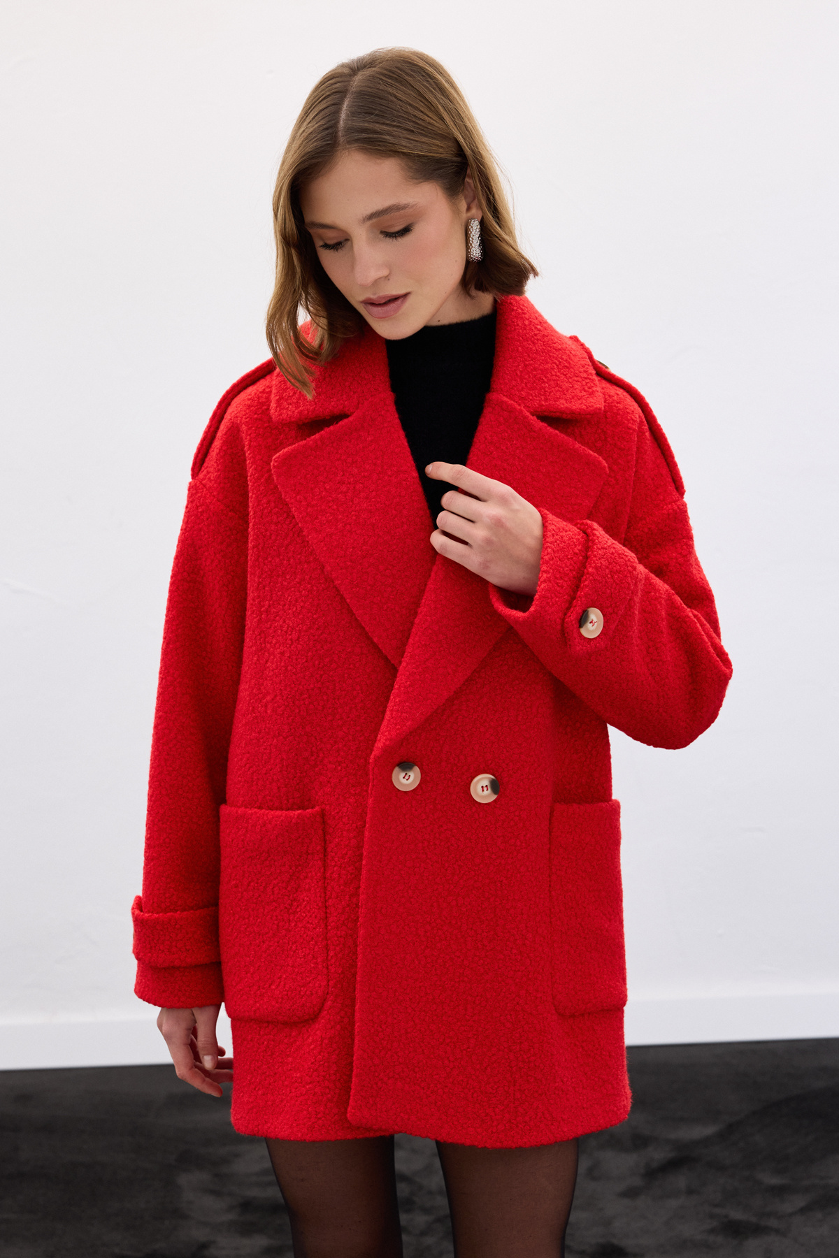 Buklet Kısa Kaban - Kırmızı