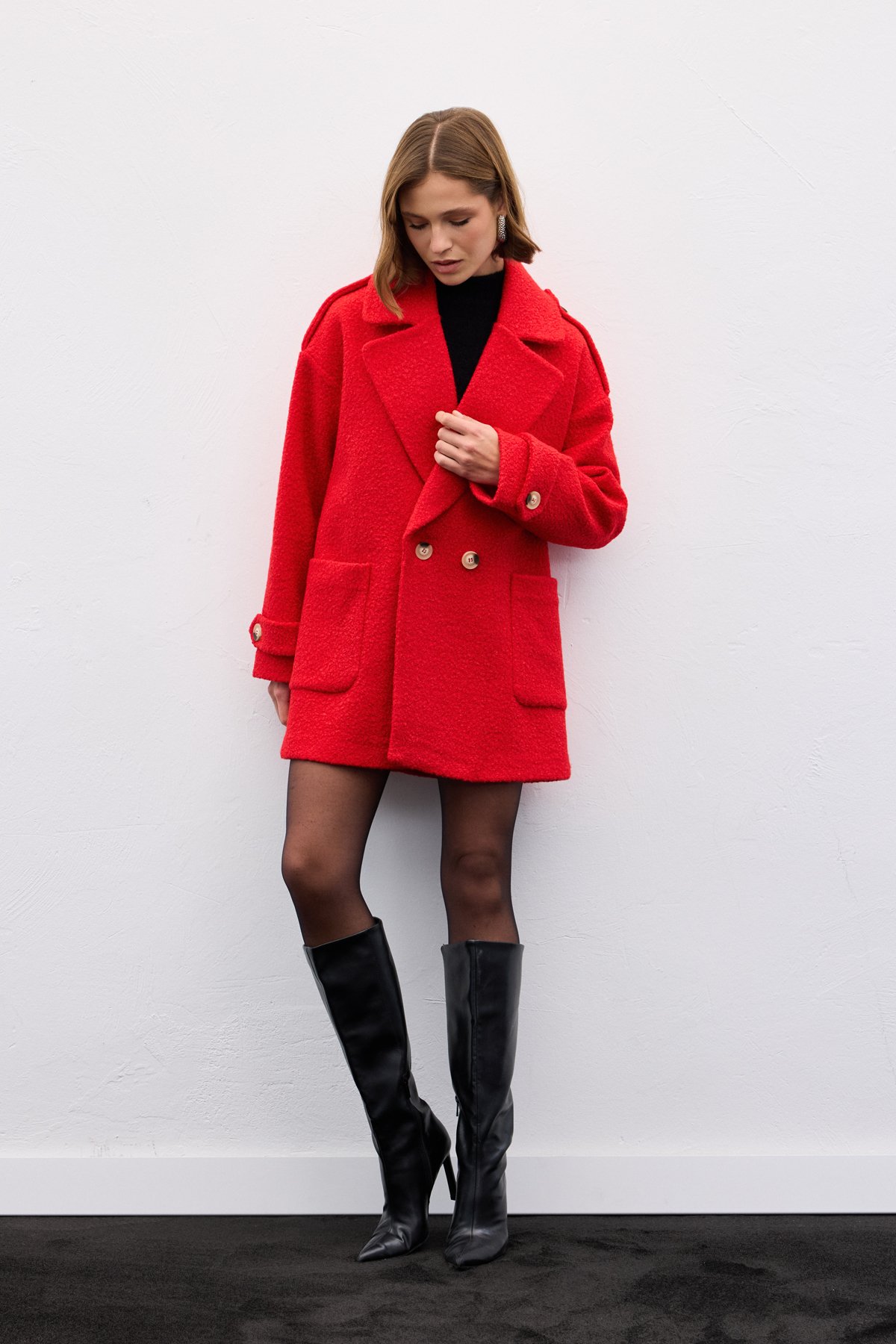 Buklet Kısa Kaban - Kırmızı