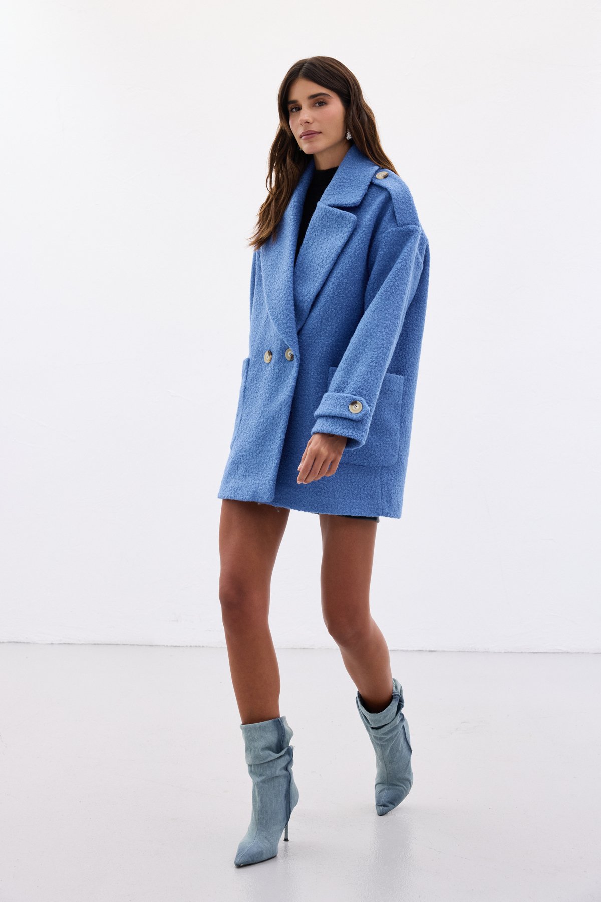 Buklet Kısa Kaban - Mavi