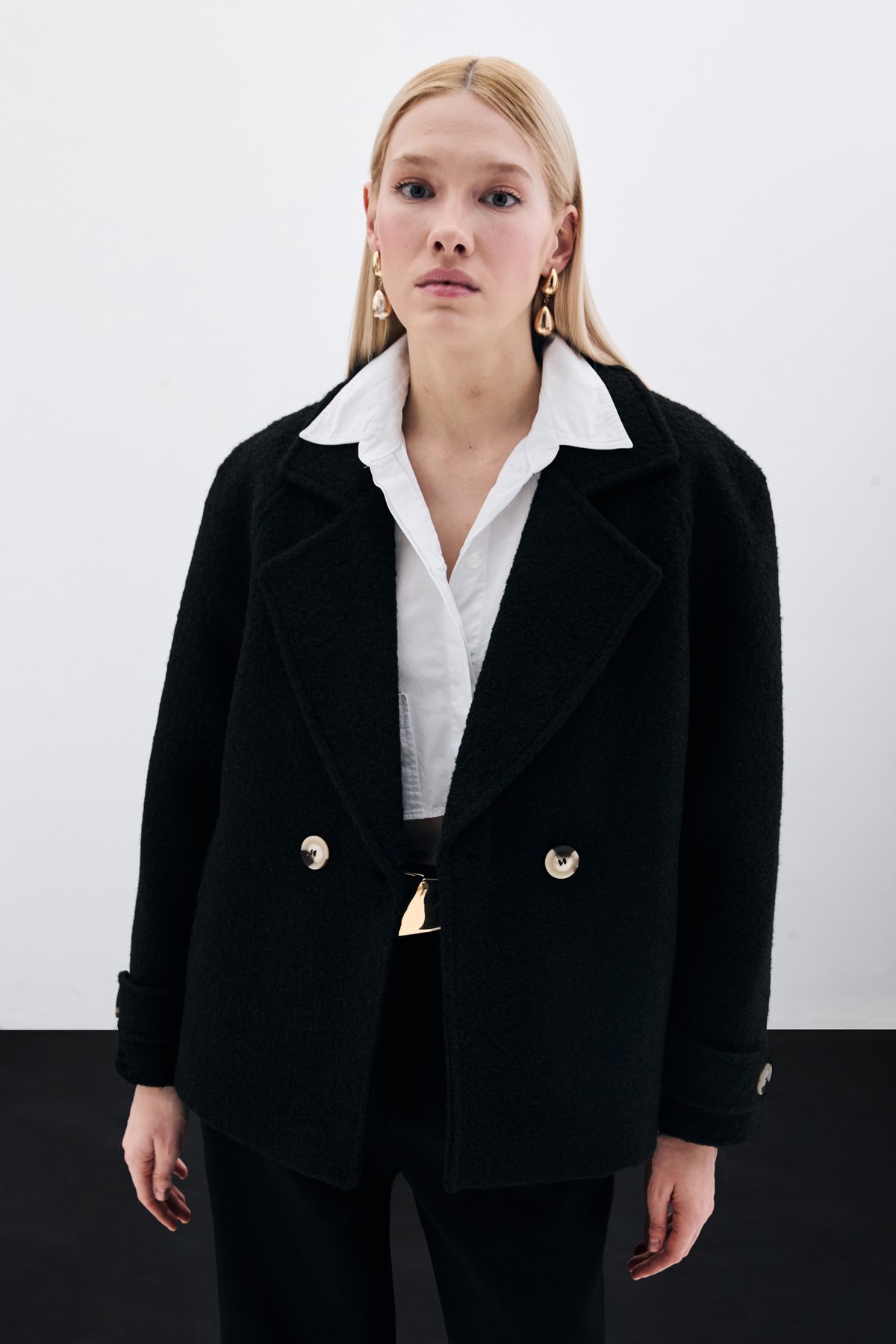 Buklet Kısa Kaban - Siyah