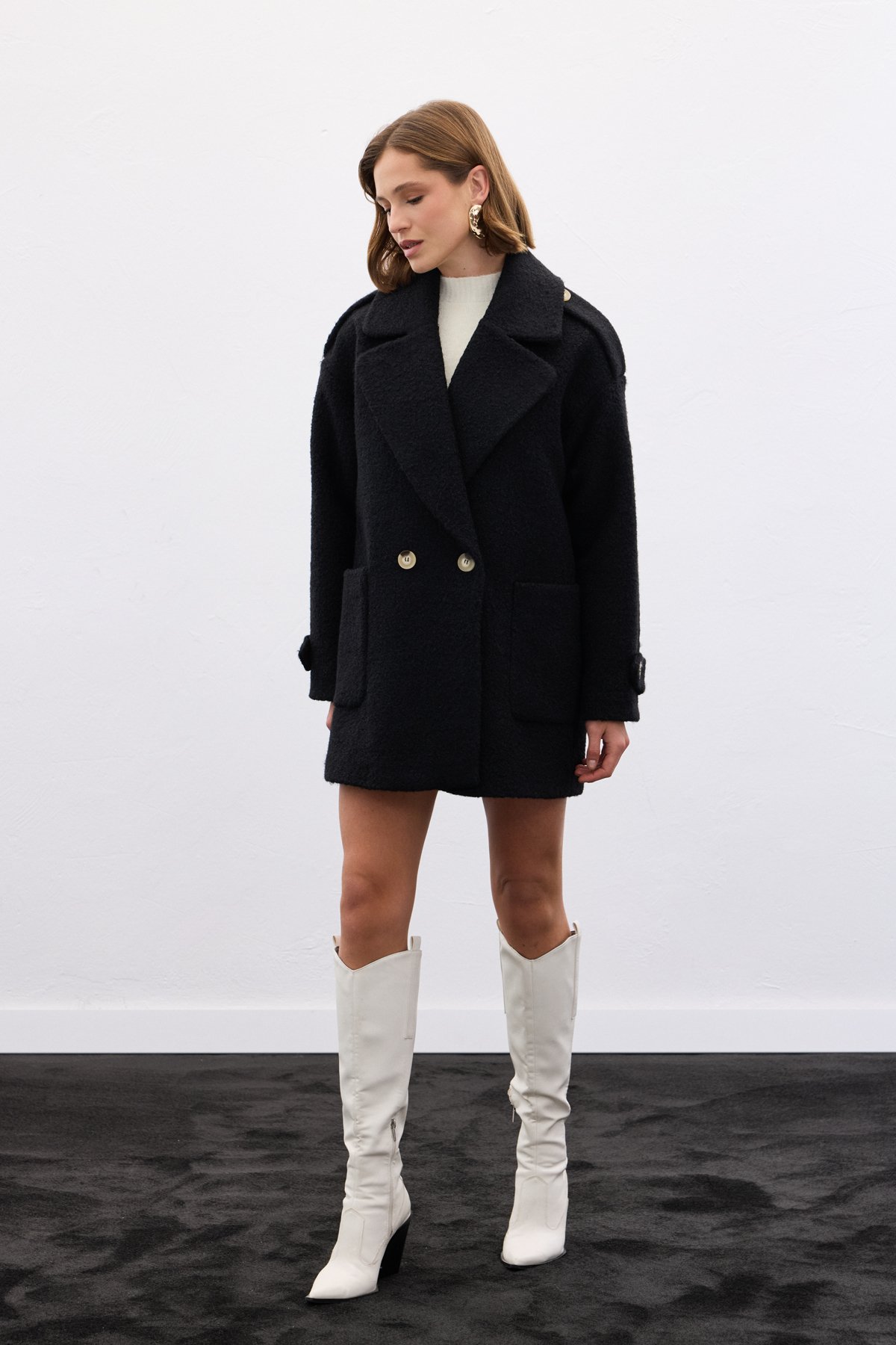 Buklet Kısa Kaban - Siyah