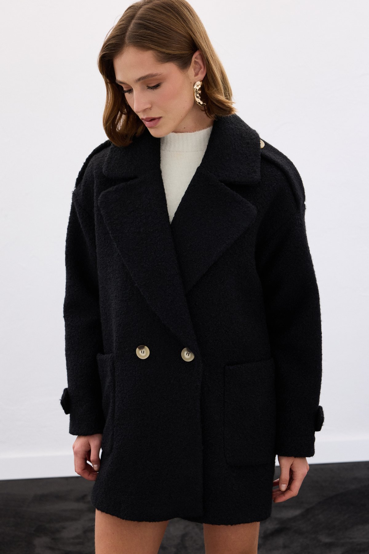 Buklet Kısa Kaban - Siyah