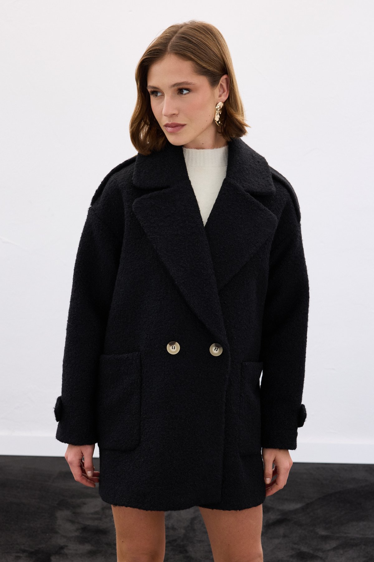 Buklet Kısa Kaban - Siyah