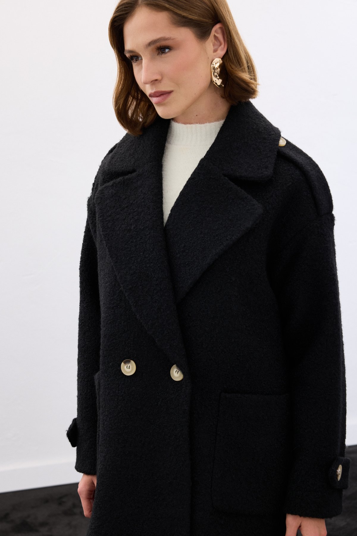 Buklet Kısa Kaban - Siyah