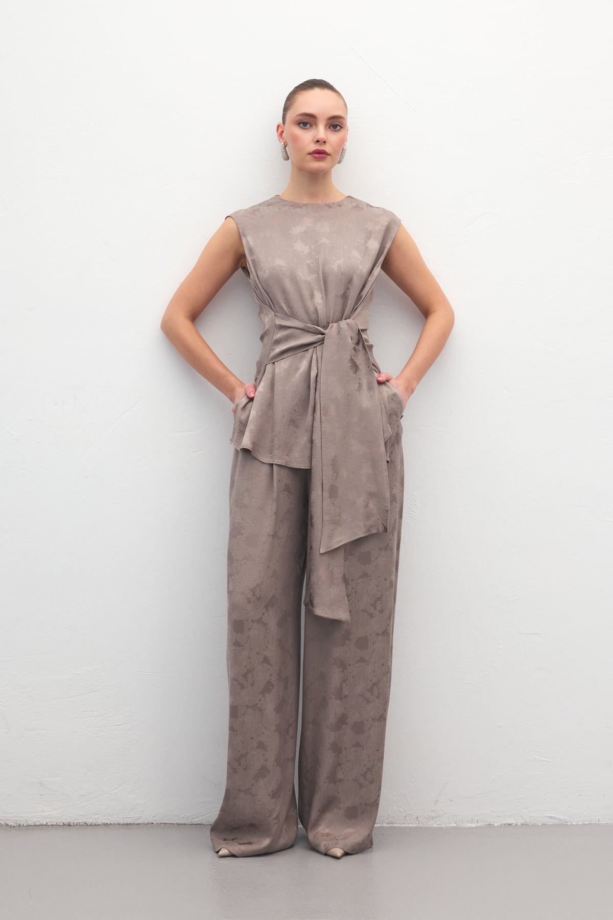 Camila Jakarlı Pantolon - Vizon