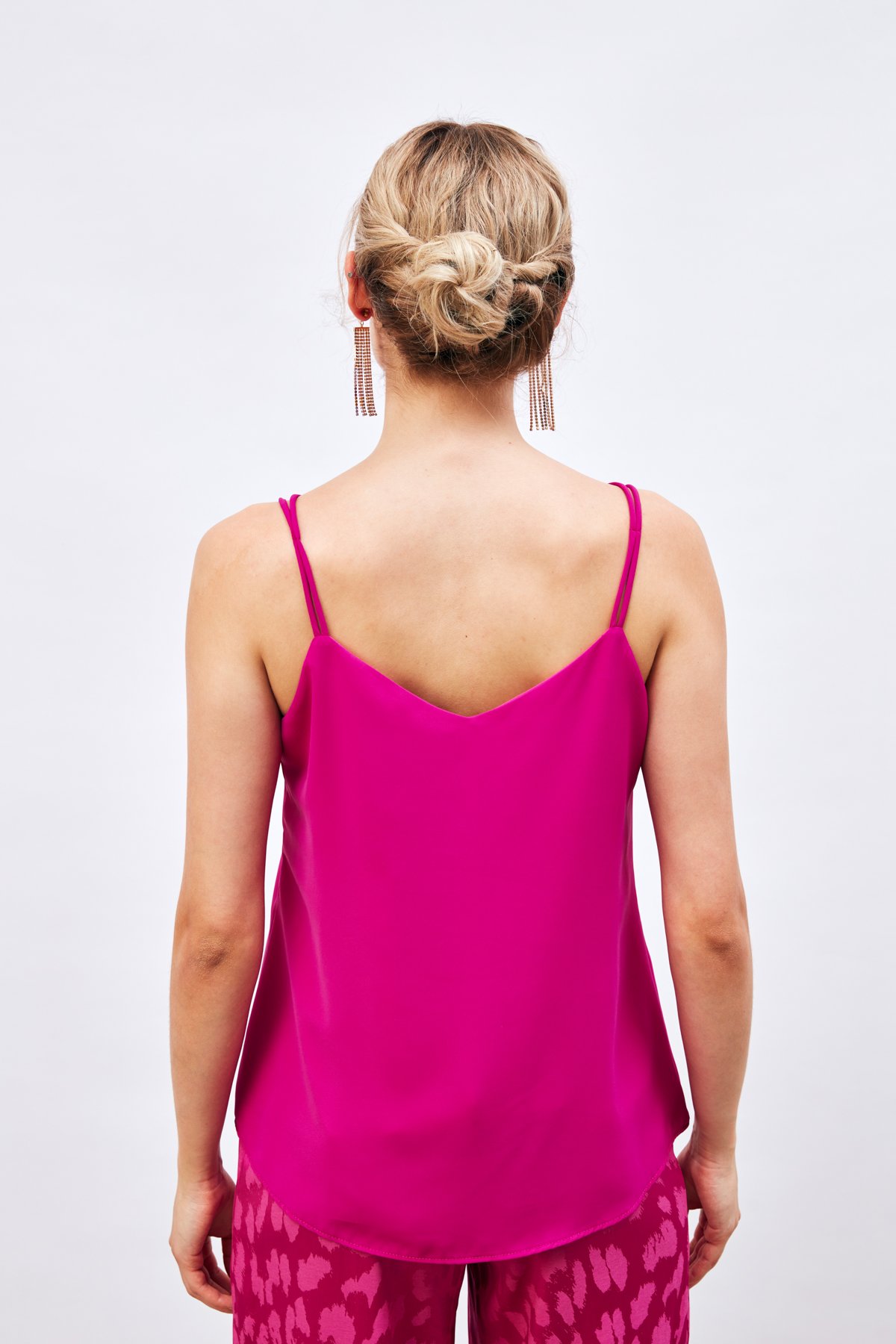 Çapraz İp Askılı Bluz - FUŞYA