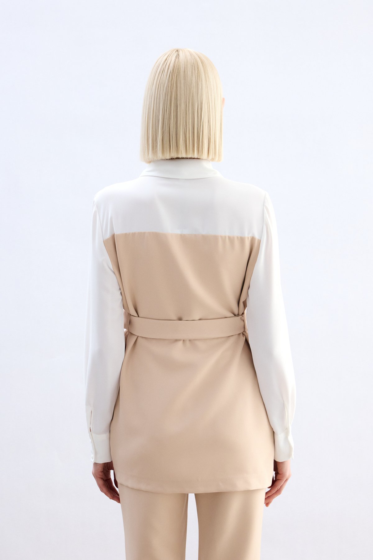 Ceket Görünümlü Gömlek - Bej