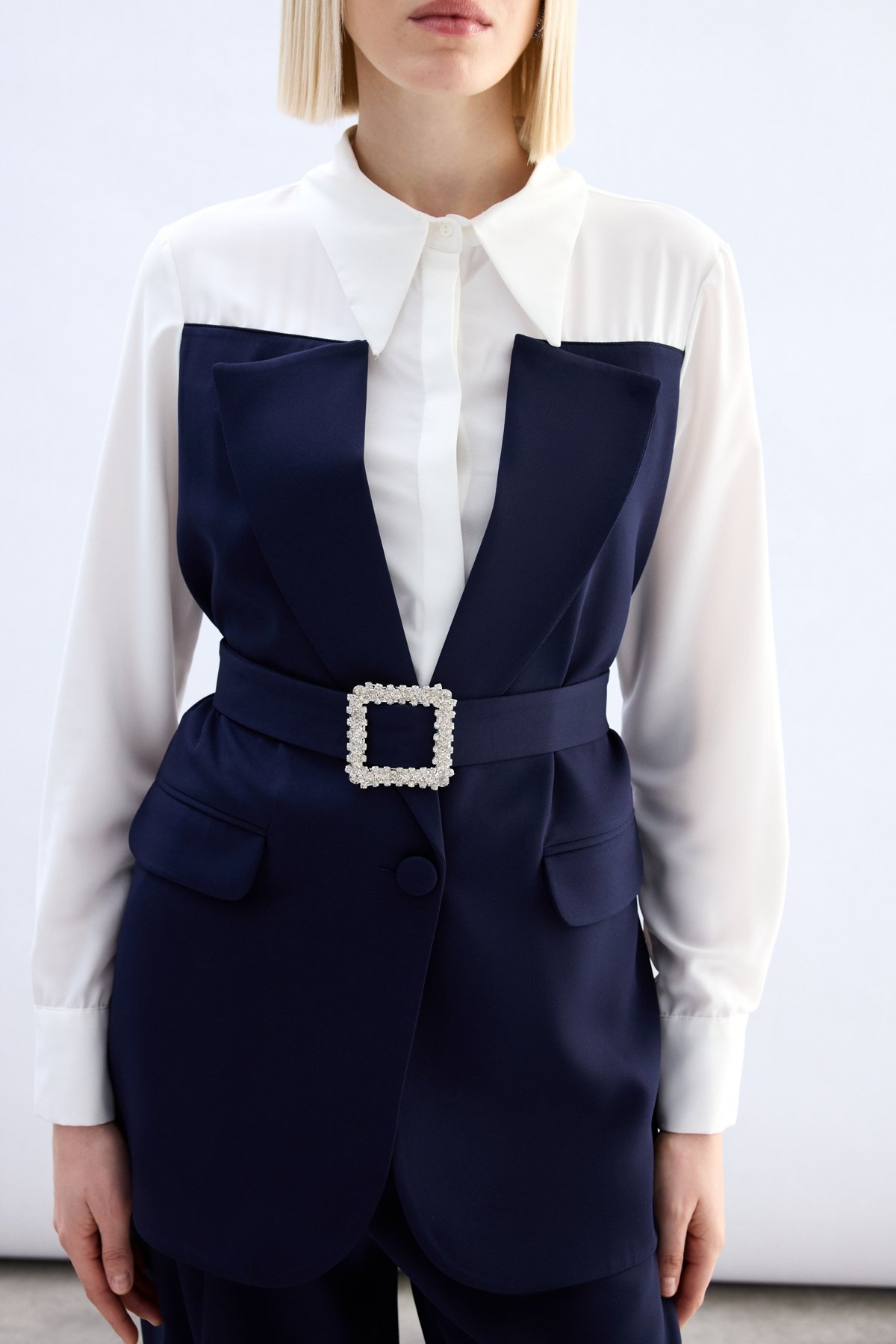 Ceket Görünümlü Gömlek - Lacivert