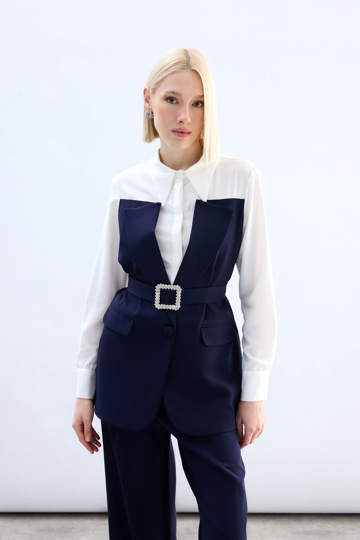 Ceket Görünümlü Gömlek - Lacivert