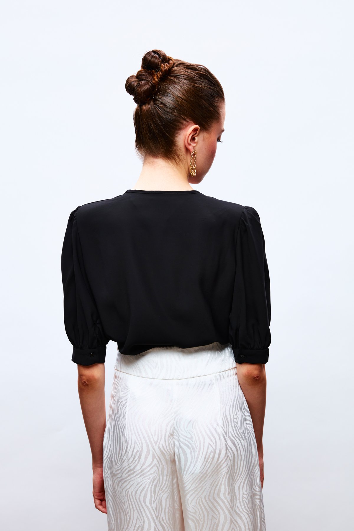 Ceket Yaka Bodysuit Bluz - SİYAH