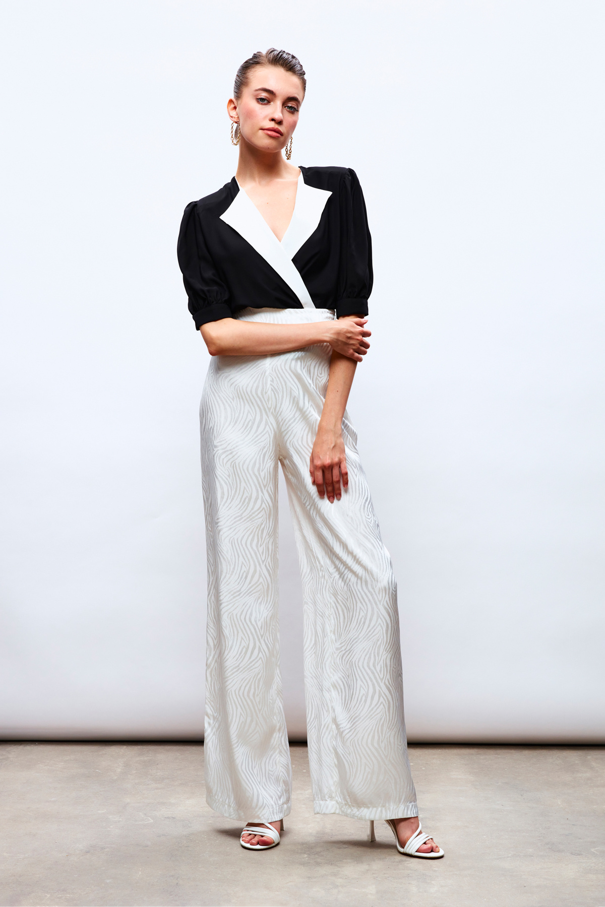 Ceket Yaka Bodysuit Bluz - SİYAH