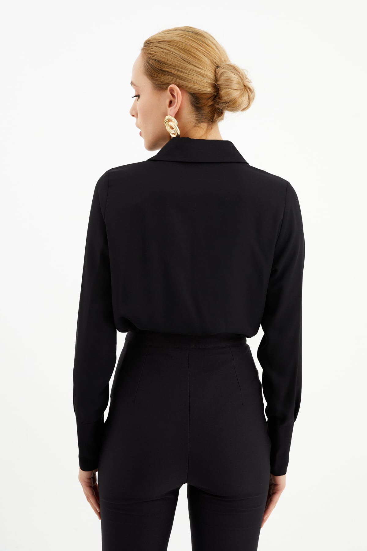 Ceket yaka bodysuit - SİYAH