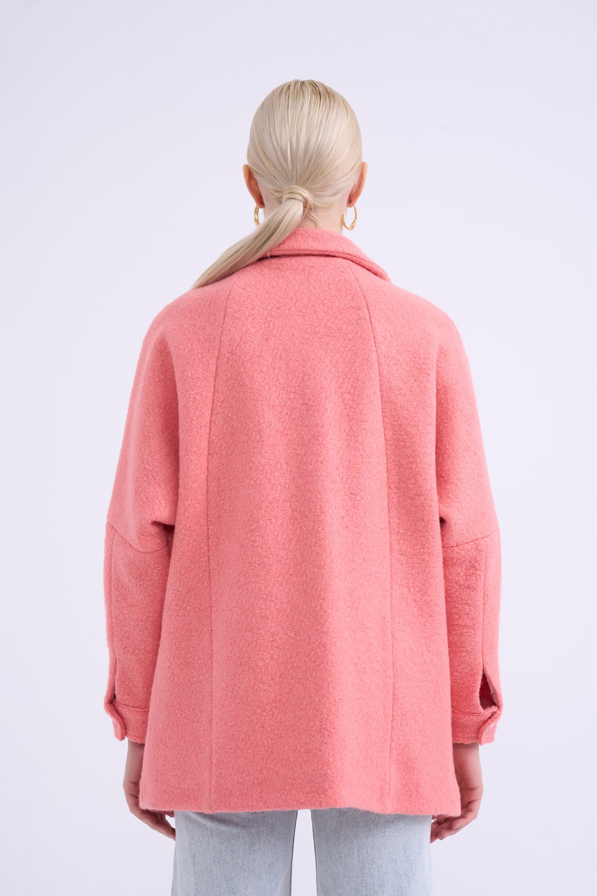 Pocket detailed boucle coat - POWDER