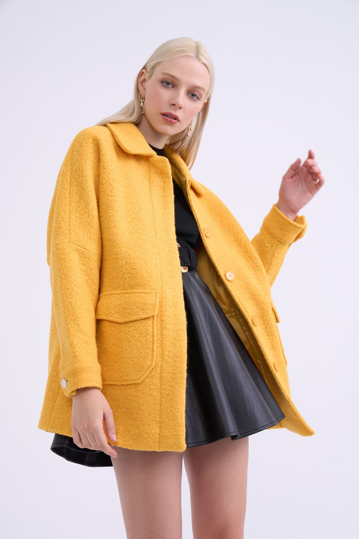 Cep detaylı buklet kaban - SARI