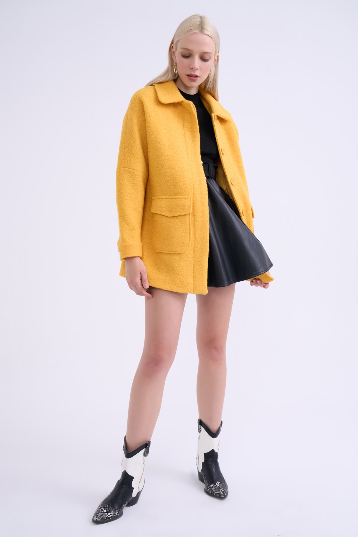 Cep detaylı buklet kaban - SARI