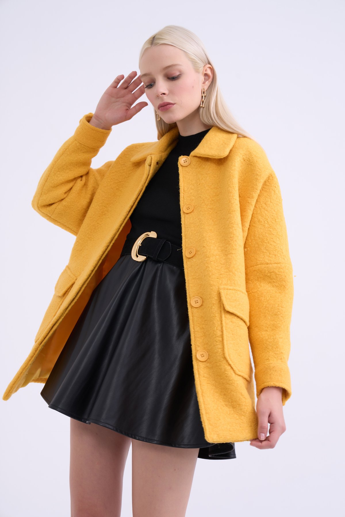 Cep detaylı buklet kaban - SARI