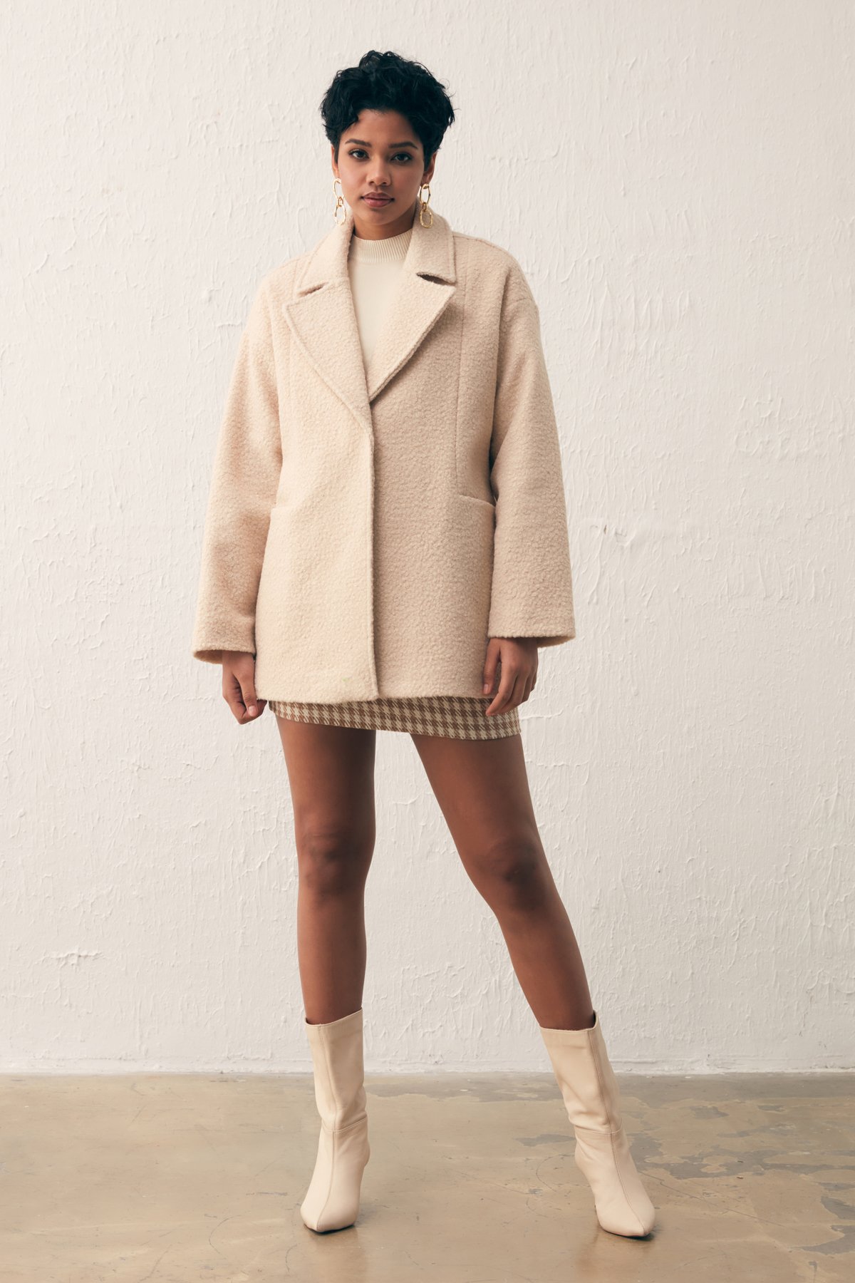 Cep Detaylı Oversize Kaban - BEJ