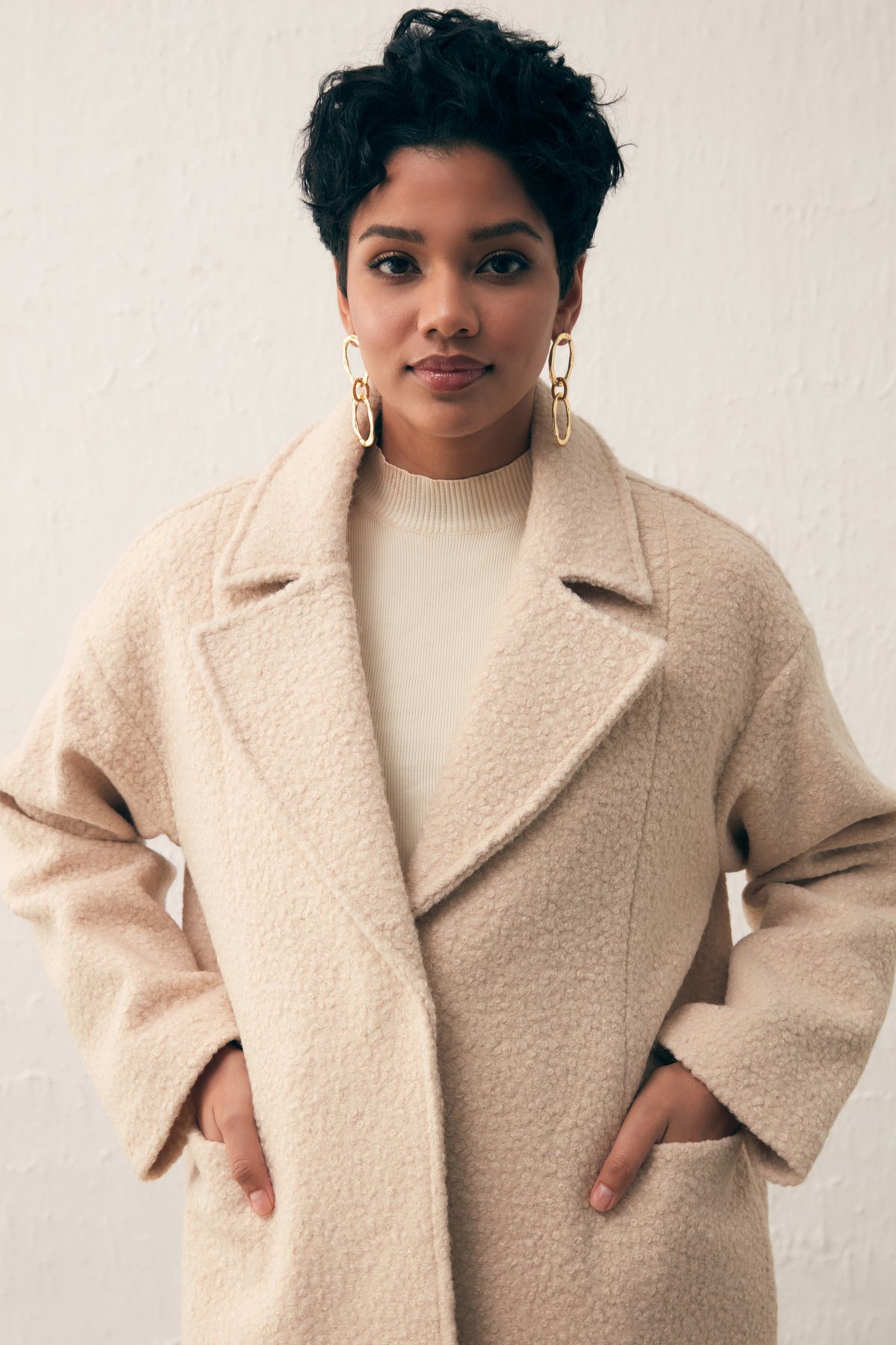 Cep Detaylı Oversize Kaban - BEJ