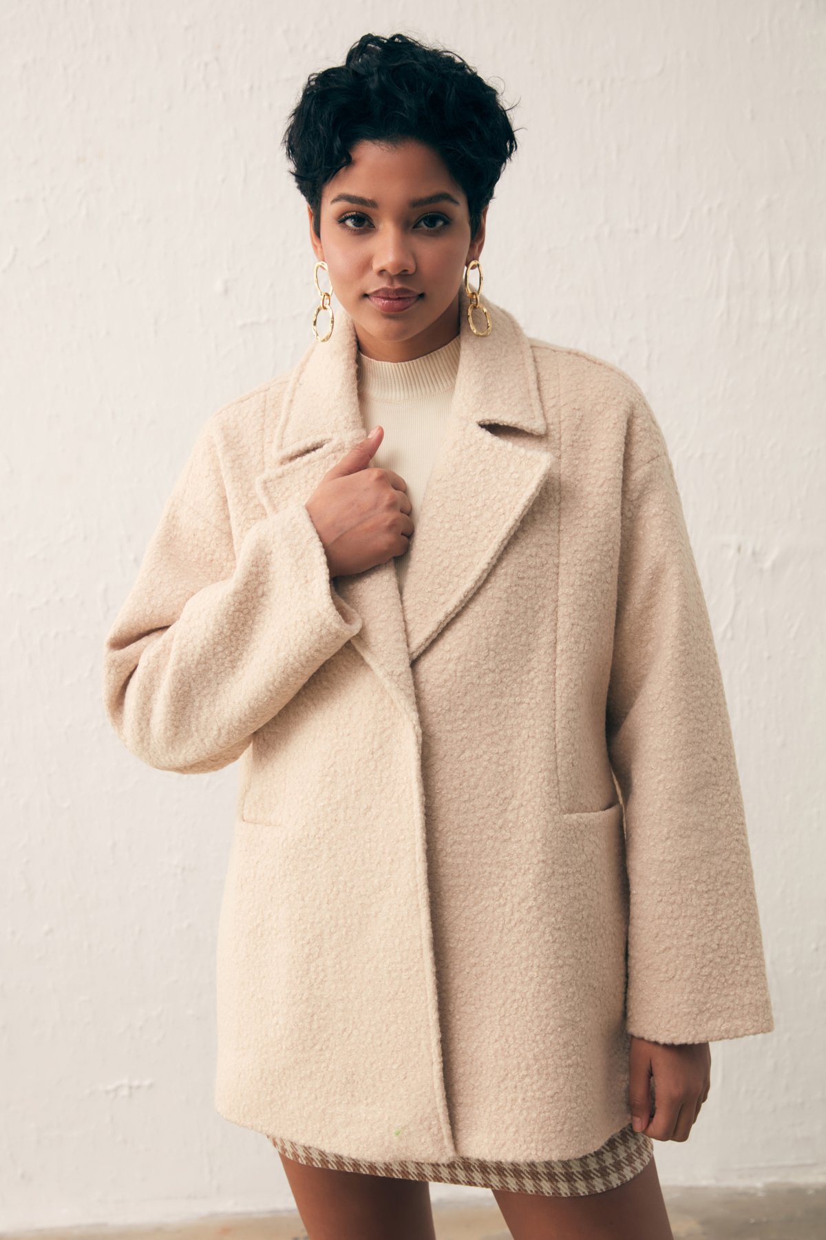 Cep Detaylı Oversize Kaban - BEJ