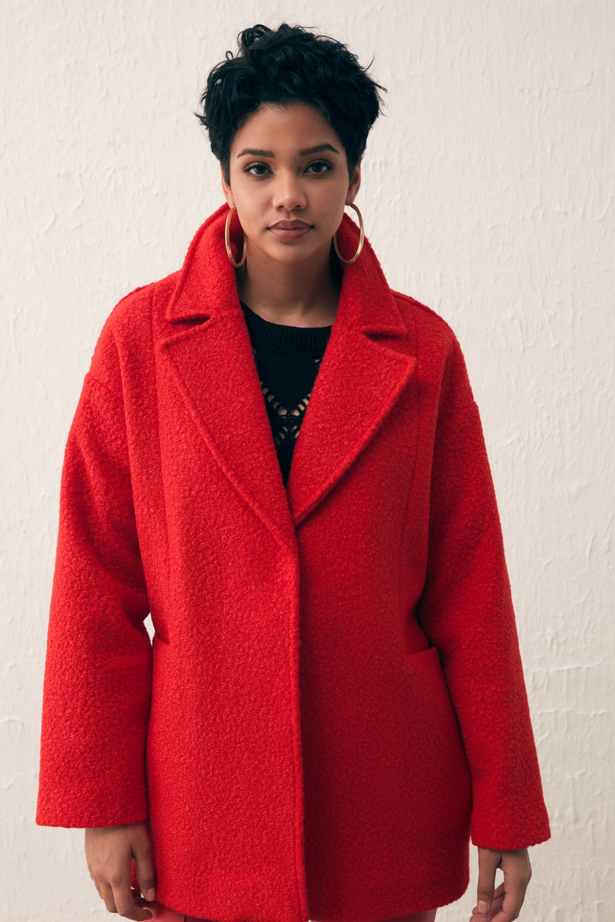 Cep Detaylı Oversize Kaban - KIRMIZI