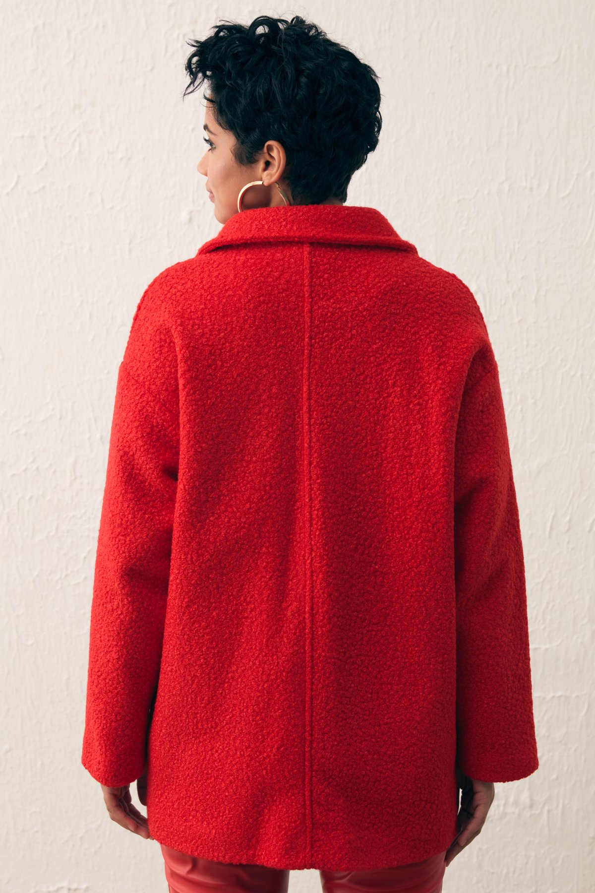 Cep Detaylı Oversize Kaban - KIRMIZI