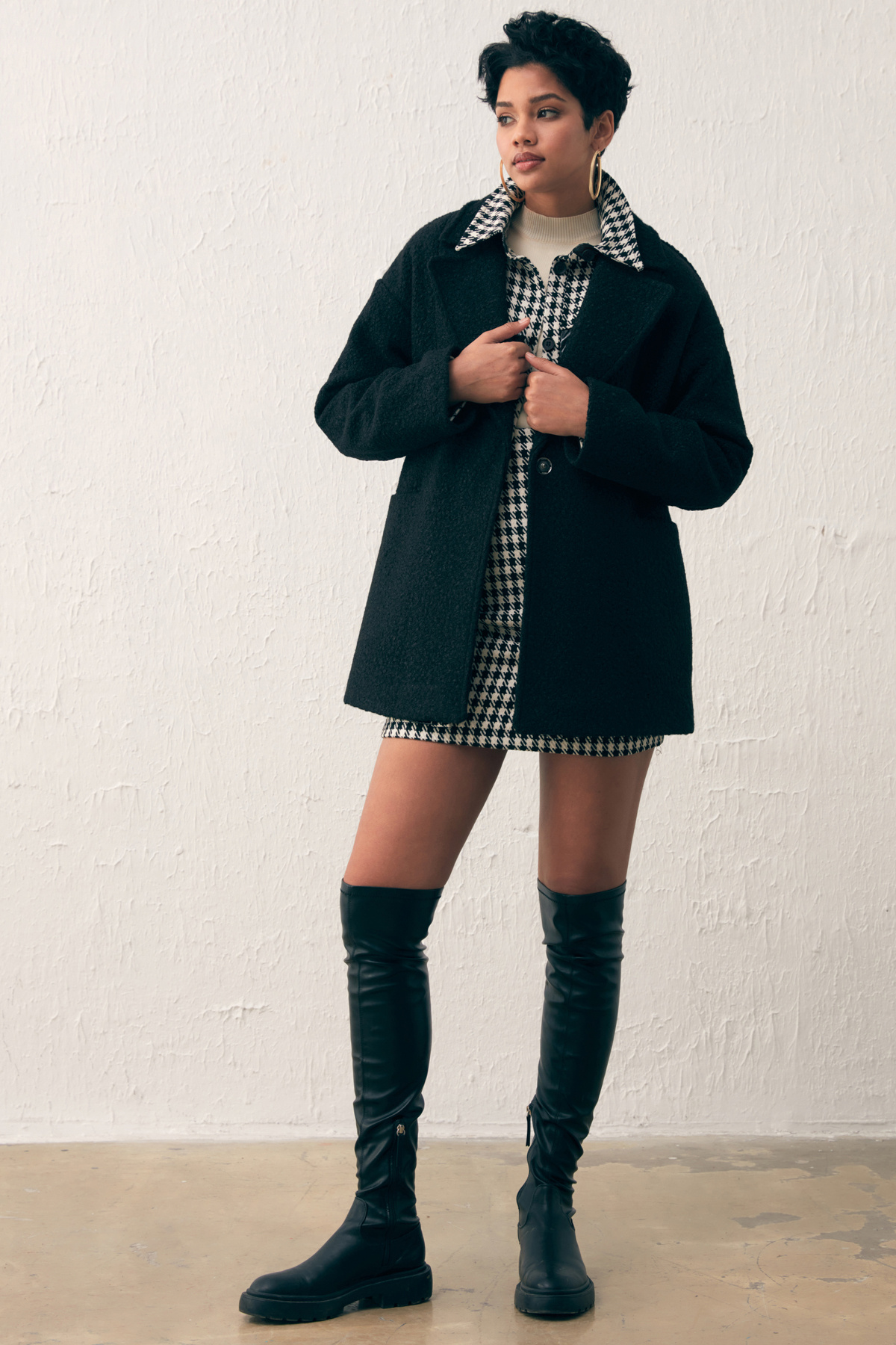 Cep Detaylı Oversize Kaban - SİYAH