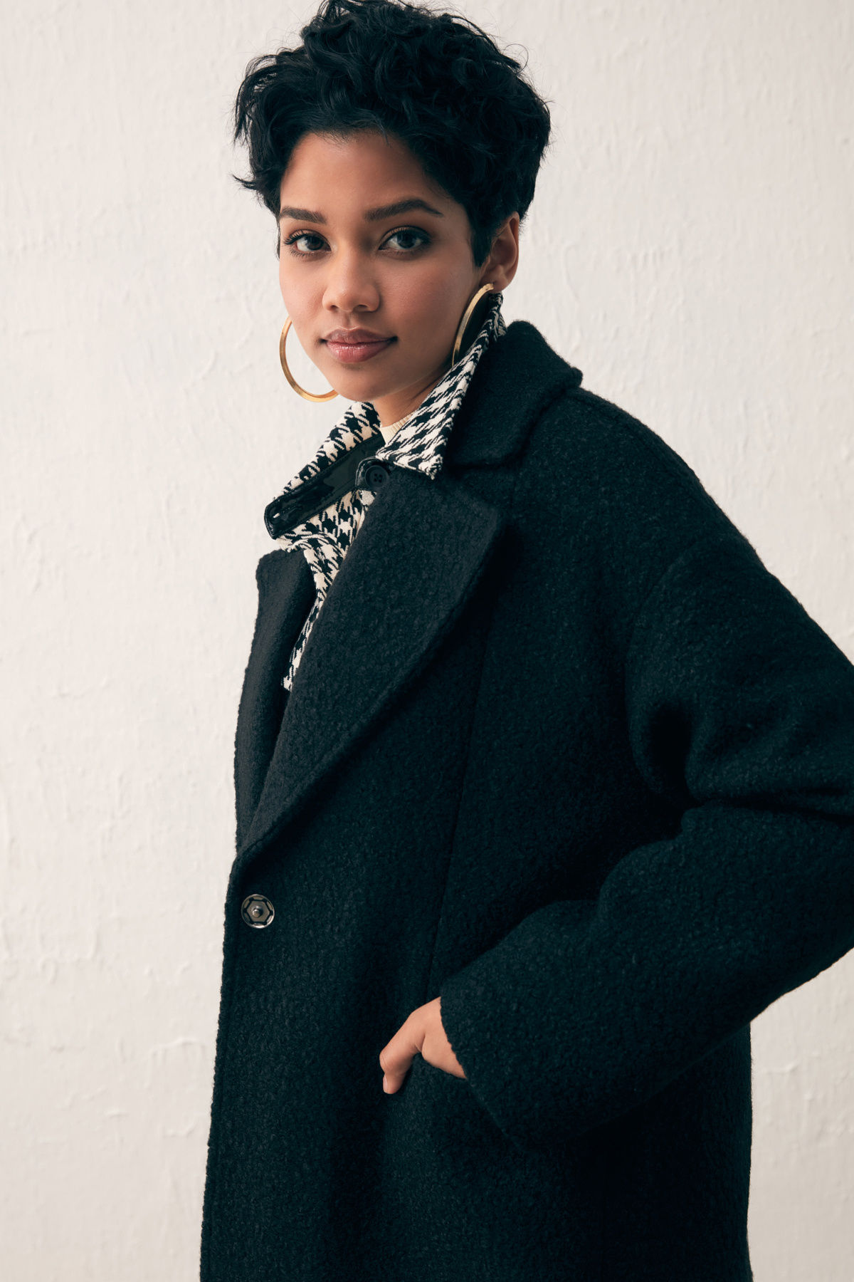 Cep Detaylı Oversize Kaban - SİYAH