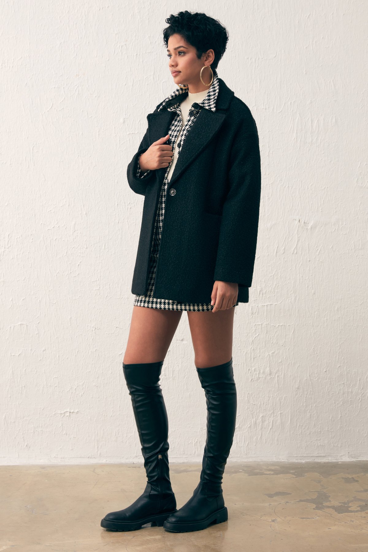 Cep Detaylı Oversize Kaban - SİYAH