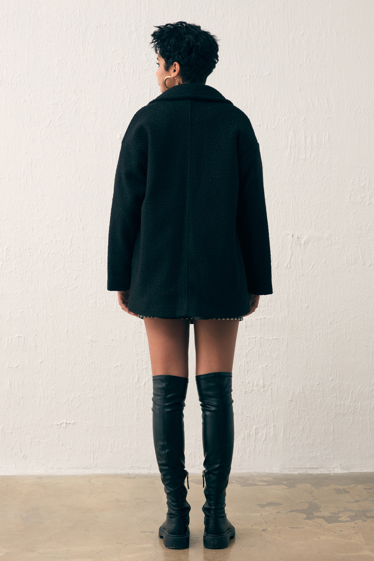 Cep Detaylı Oversize Kaban - SİYAH