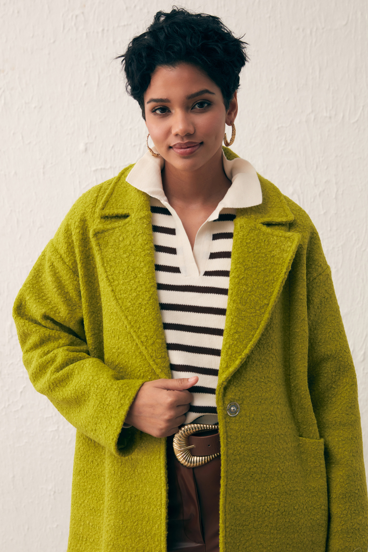 Cep Detaylı Oversize Kaban - YAĞ YEŞİLİ