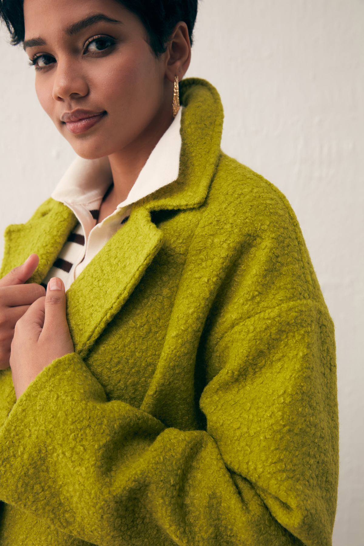 Cep Detaylı Oversize Kaban - YAĞ YEŞİLİ