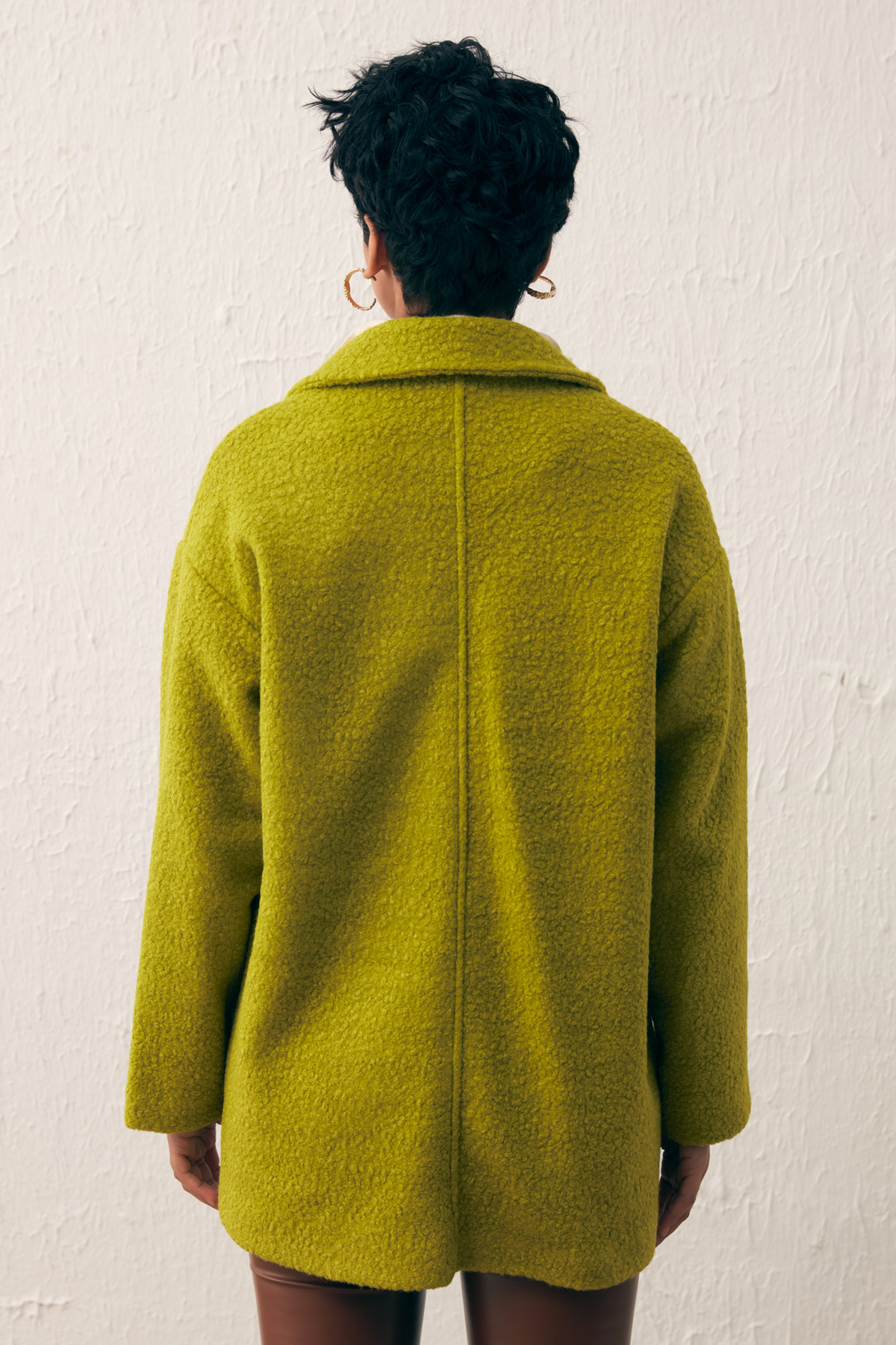 Cep Detaylı Oversize Kaban - YAĞ YEŞİLİ