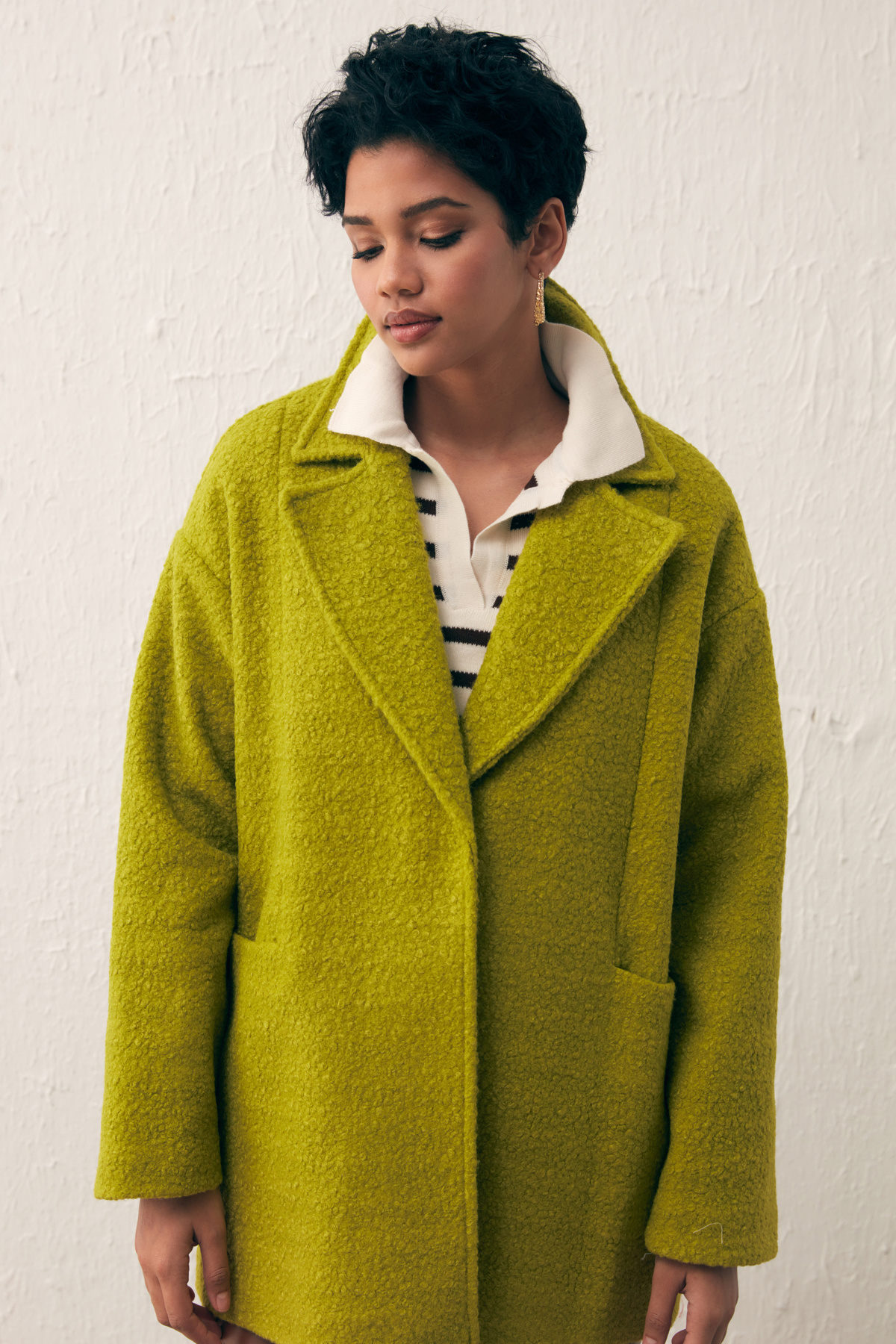 Cep Detaylı Oversize Kaban - YAĞ YEŞİLİ