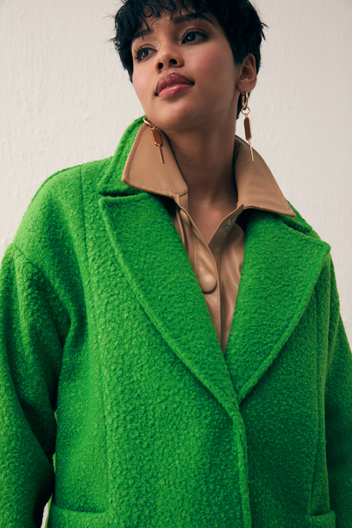 Cep Detaylı Oversize Kaban - YEŞİL