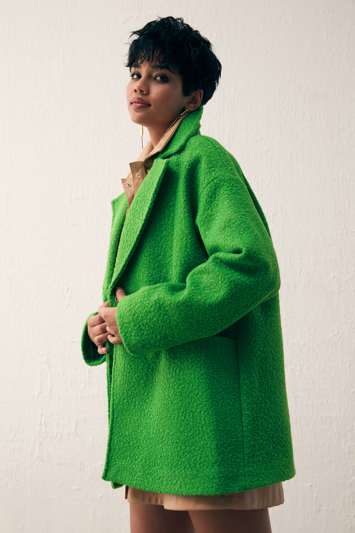 Cep Detaylı Oversize Kaban - YEŞİL