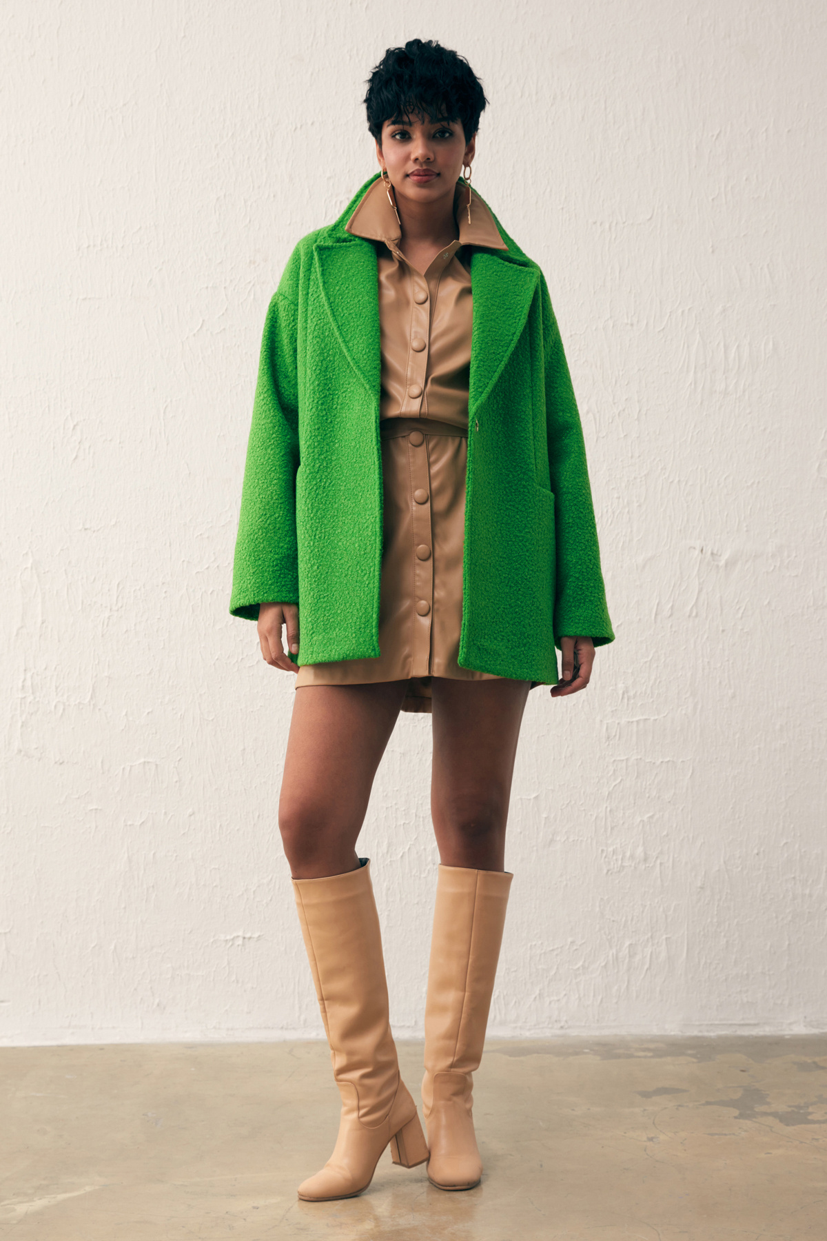 Cep Detaylı Oversize Kaban - YEŞİL