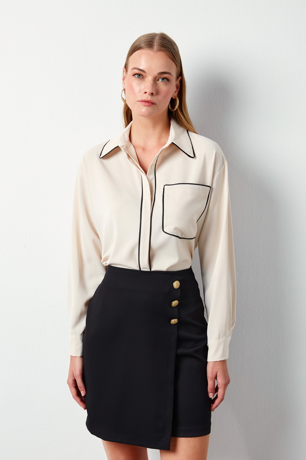 Cep Detaylı Salaş Gömlek - BEJ