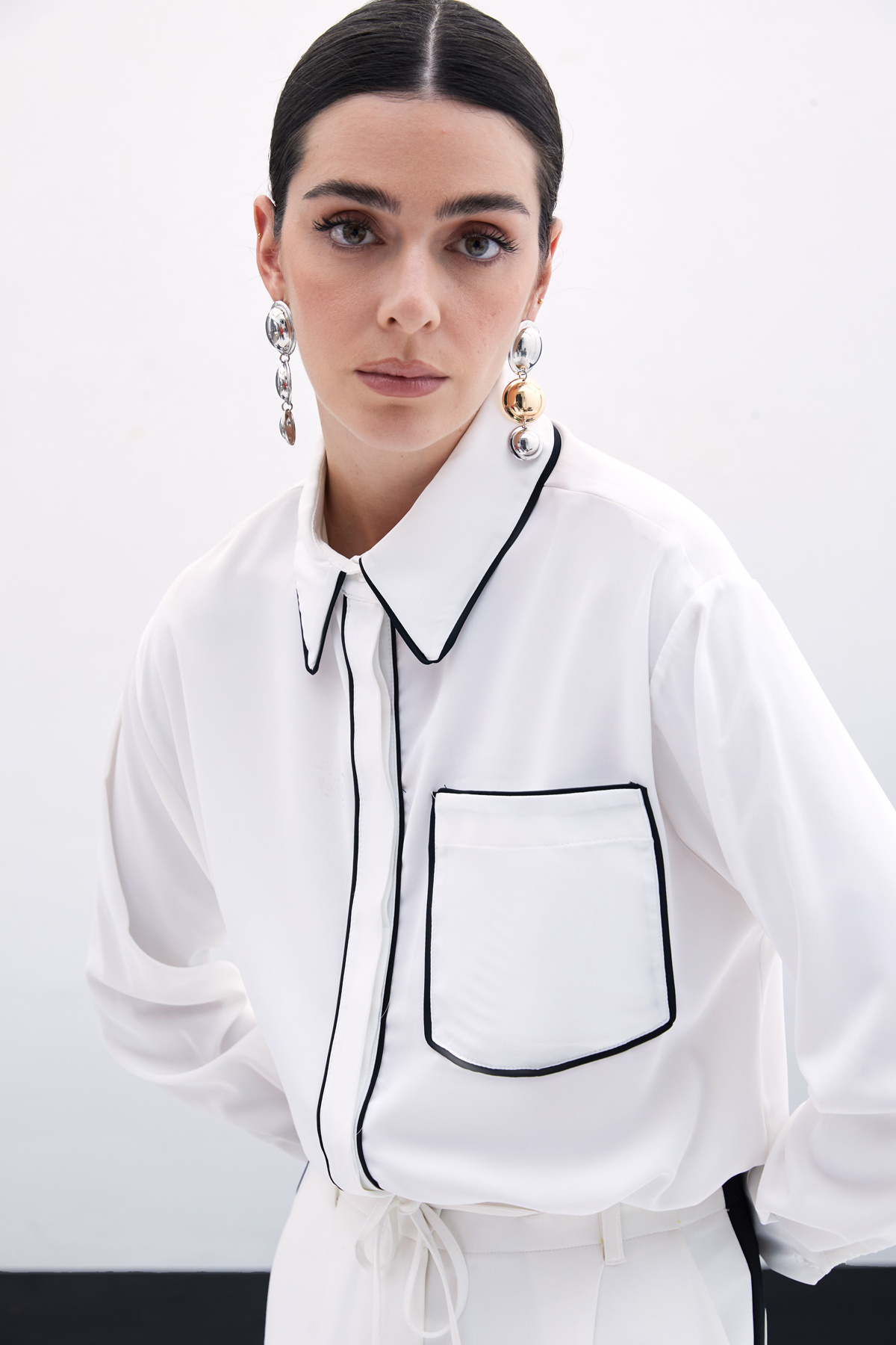 Cep Detaylı Salaş Gömlek - Ekru