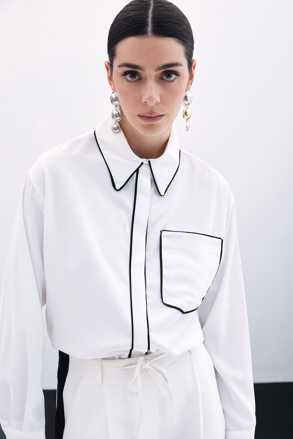 Cep Detaylı Salaş Gömlek - Ekru