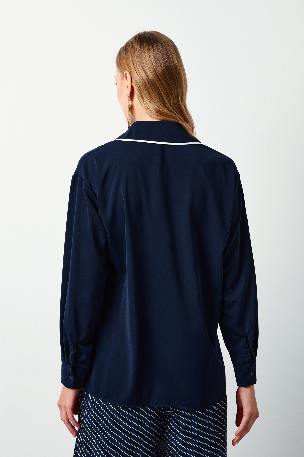 Cep Detaylı Salaş Gömlek - LACİVERT